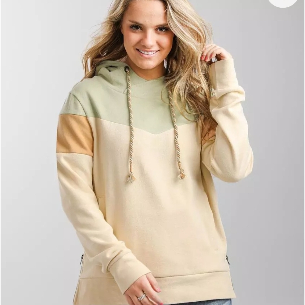 Buckle Color Block Hooded Sweatshirt